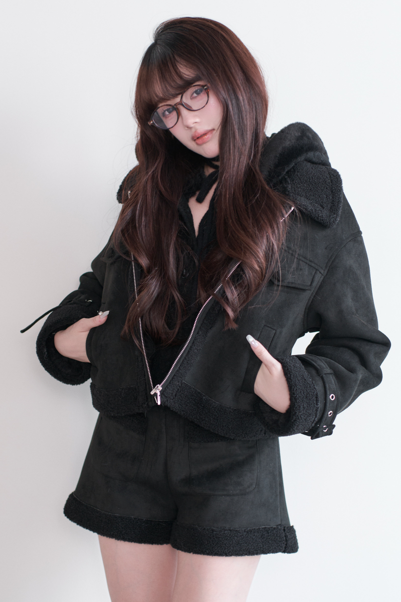 Fur Short Coat + Shorts