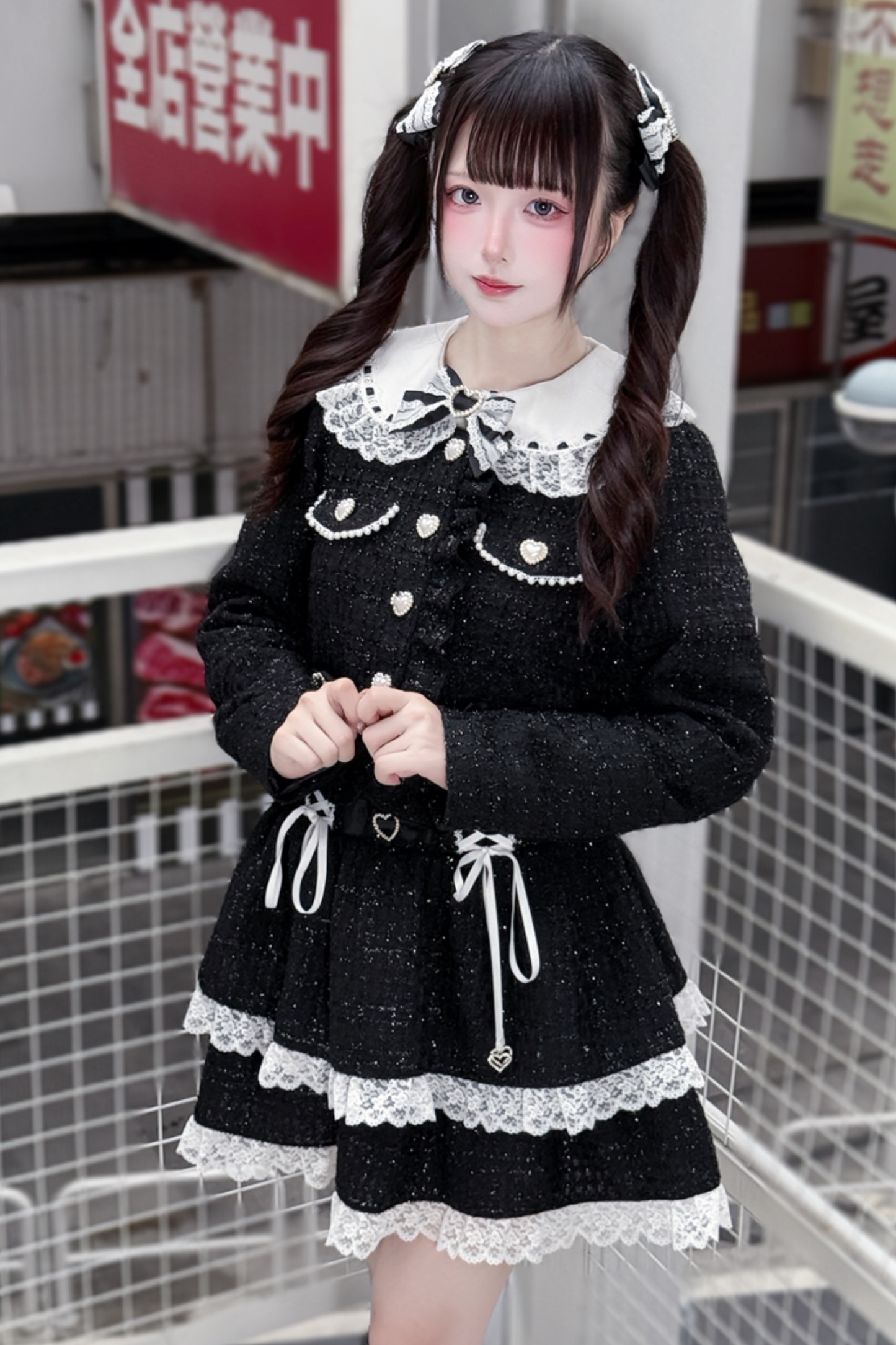 Dark Sweet Tweed Jacket + Shirt + Skirt + Clip