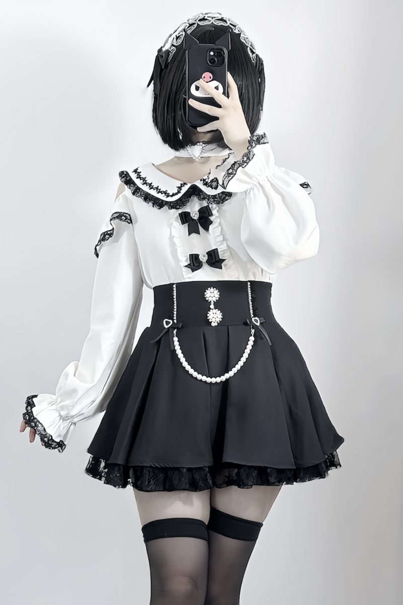 [pre-order] Jirai Sweet Girly Love Top + Pearl Skirt