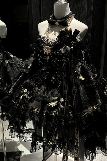 Golden Gothic Dress + Choker + Sleeve + Badge