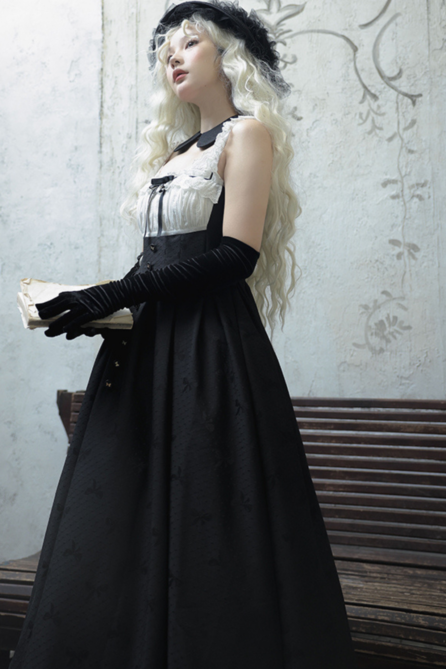 Silent Black Lady Lolita Princess Jumperskirt + Cropped Top