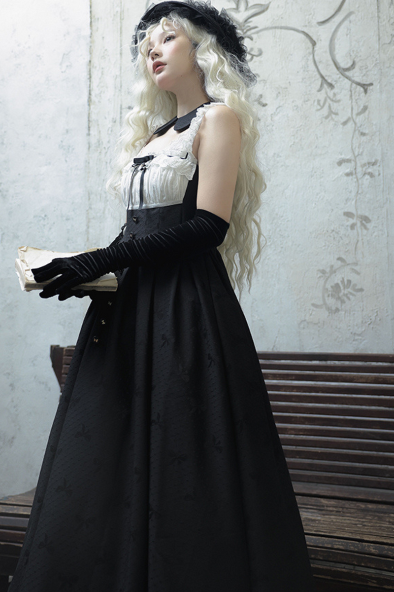 Silent Black Lady Lolita Princess Jumperskirt + Cropped Top