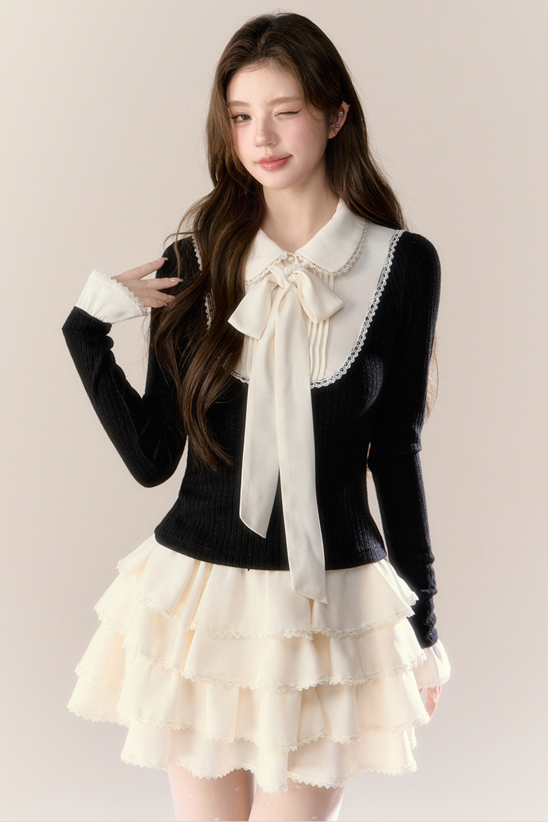 French College Top + Tiered Skirt