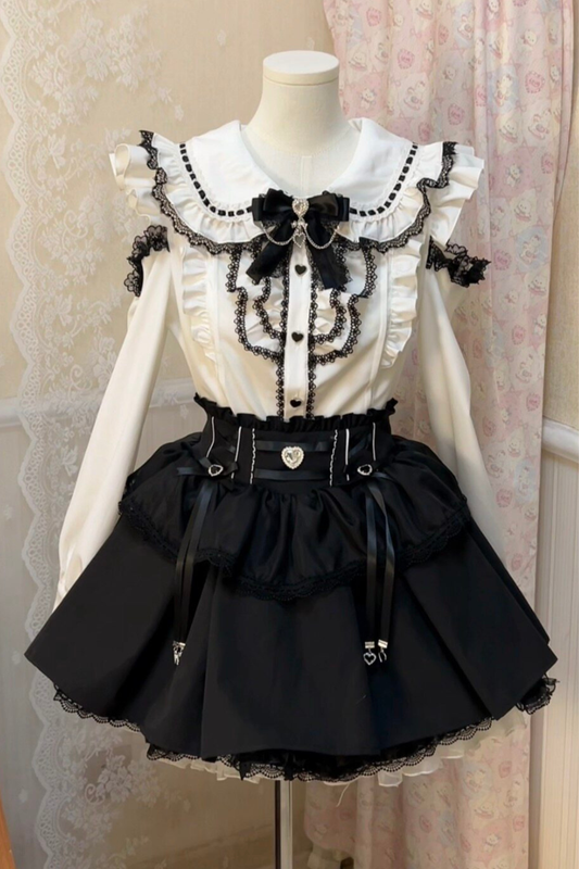 Sweet Girly Long Sleeve Top + Tiered Skirt