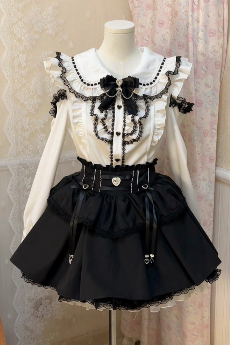 Sweet Girly Long Sleeve Top + Tiered Skirt