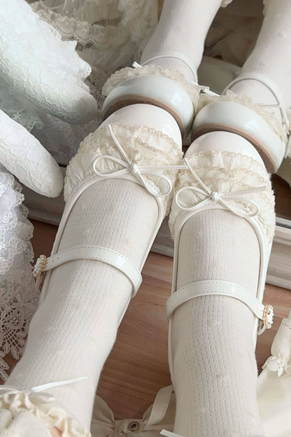 Satin Lace Bow Mary Jane Shoes