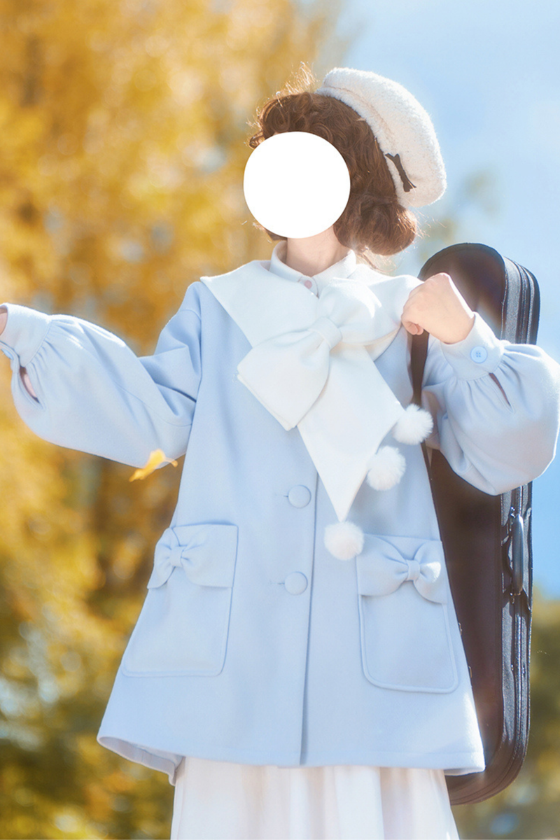 Heart Single Breasted Loose Wool Coat + Skirt