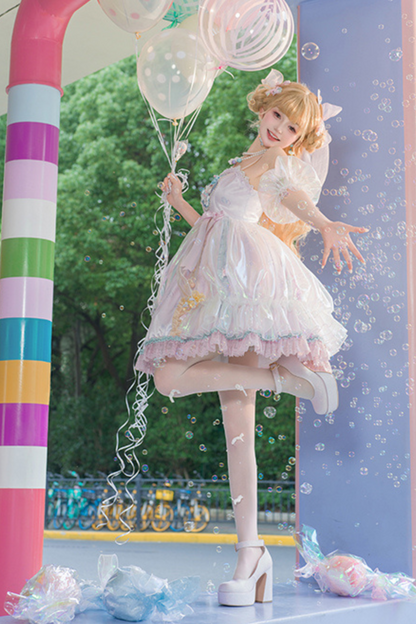 Candy Pop Balloon Lolita Jumperskirt + Pearl Necklace
