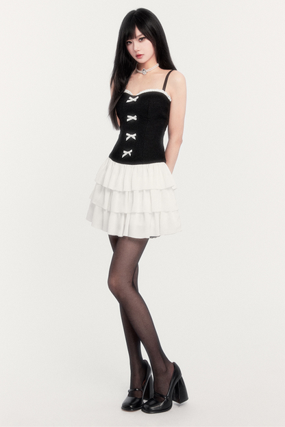 Ribbon Tweed Vest Dress Set