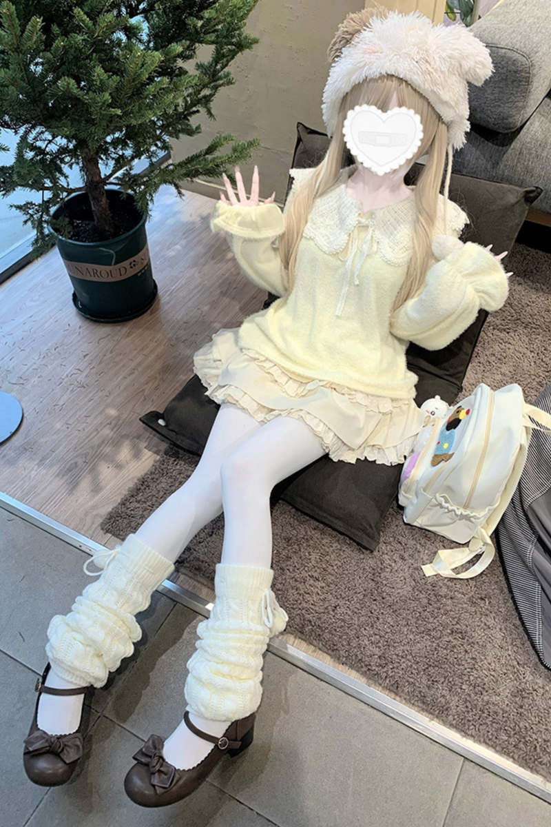 Little Feather Doll Top + Tiered Skirt + Cardigan