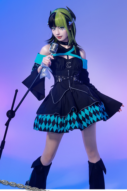 Magical Girl Combat Virtual Top + Flare Skirt + Leg Warmers