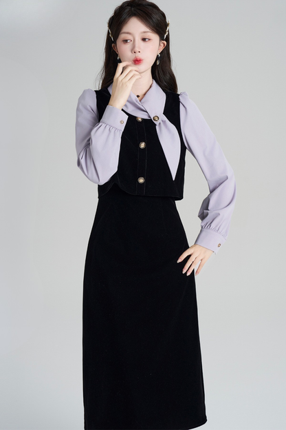 French Contrast Retro Dress