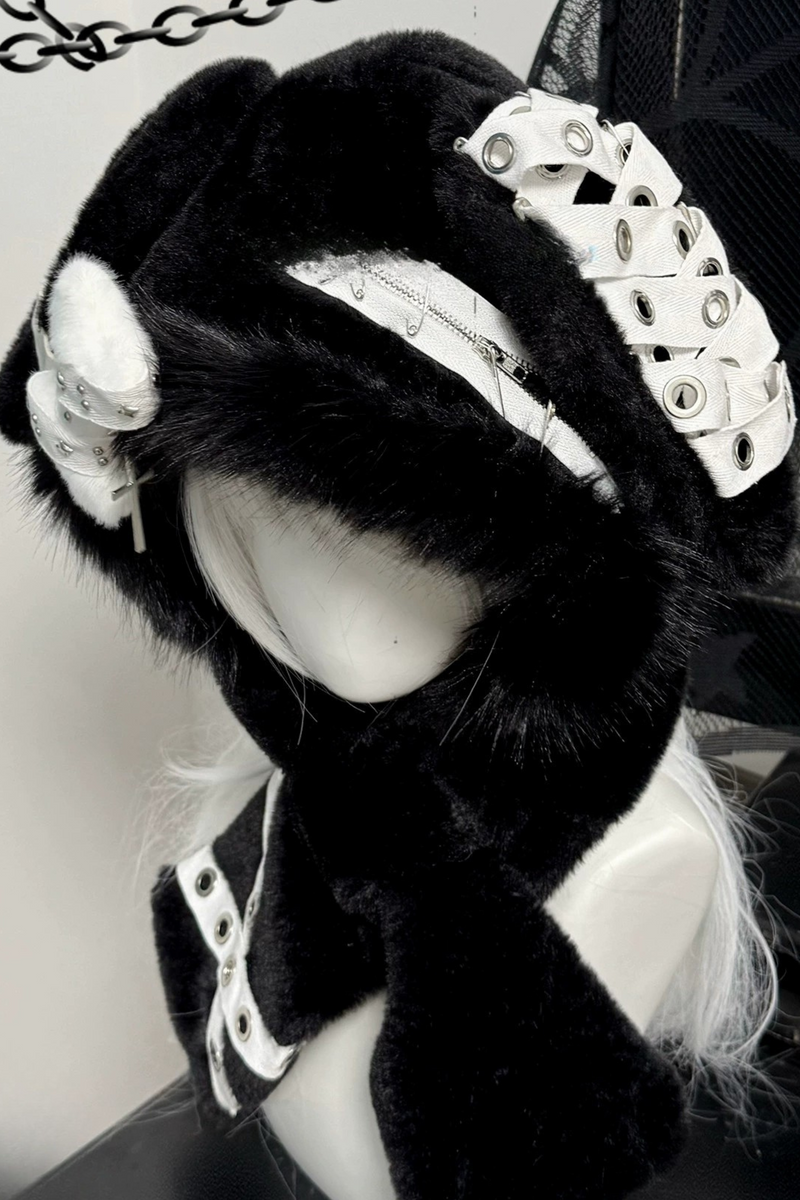 Dark Fur Bunny Ear Hat