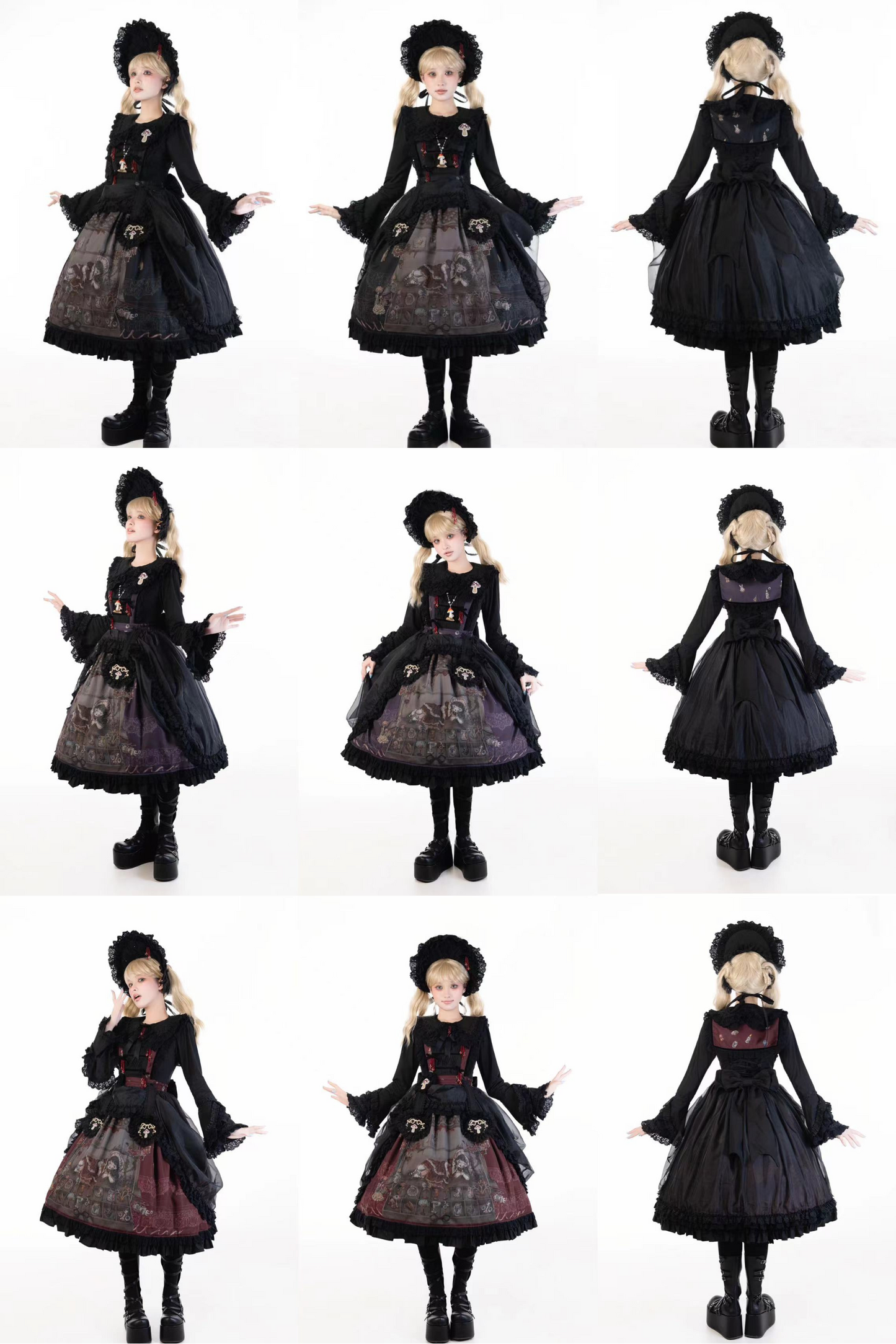 Ruffled Beaded Gothic Straps Printed Dress