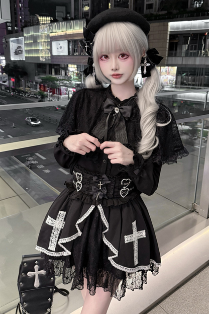 Cape Style Shirt + Cross Skirt + Hat