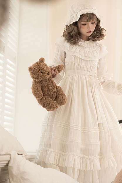 Classical Pure White Doll Dress + Baby Hat