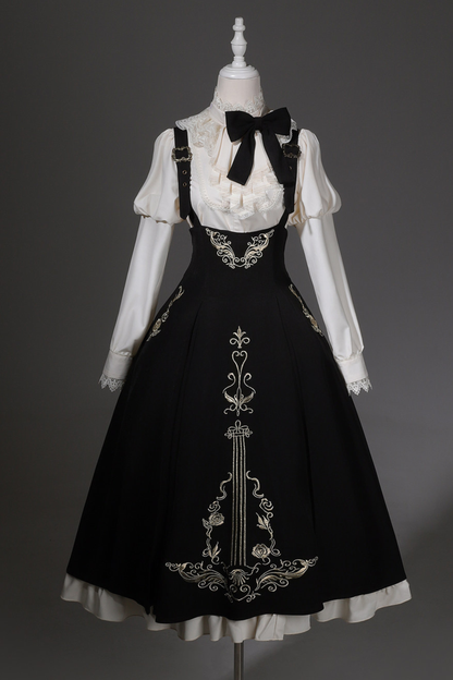 [pre-order] Gothic Dark Suspender Long Dress + Shirt + Jacket