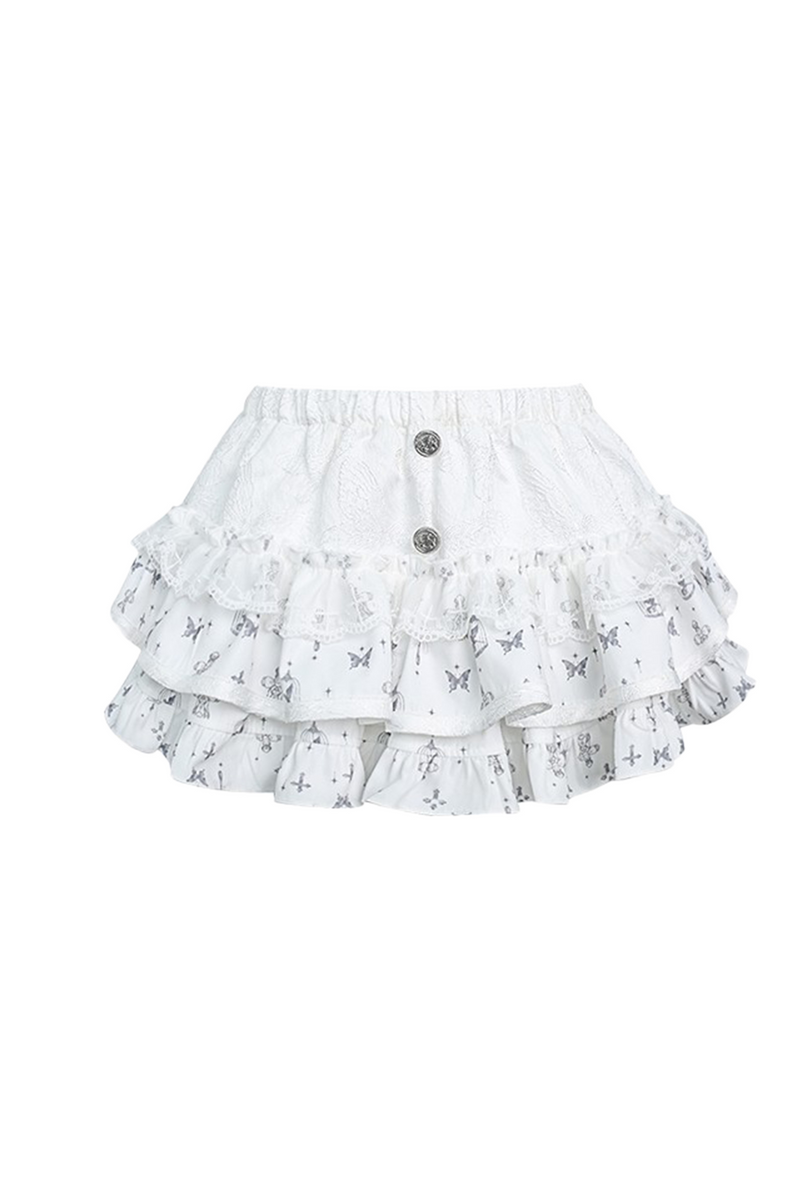 Misty Velvet Bunny Ears Top + Cross Tiered Skirt