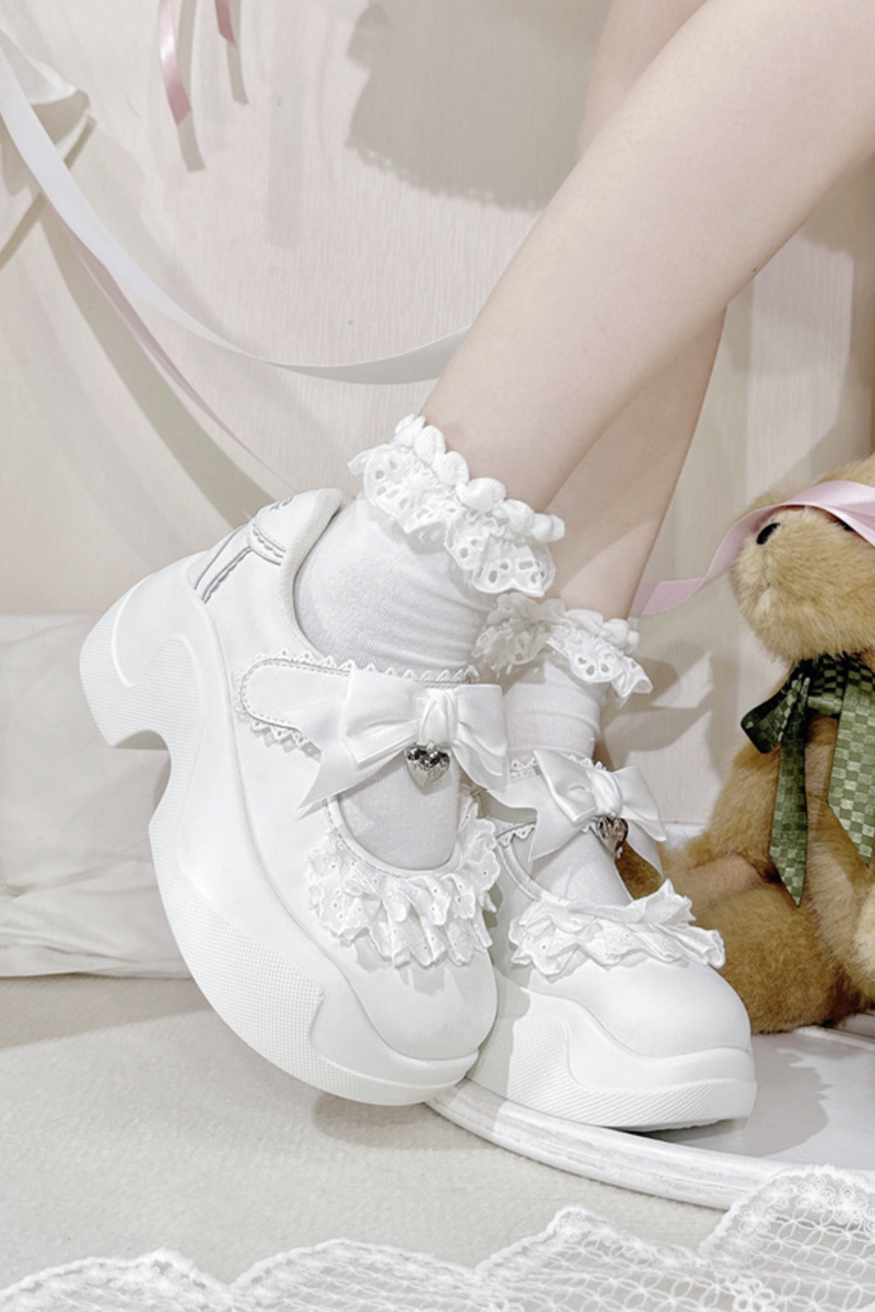 Sweet Girly Lace Ribbon Sneakers