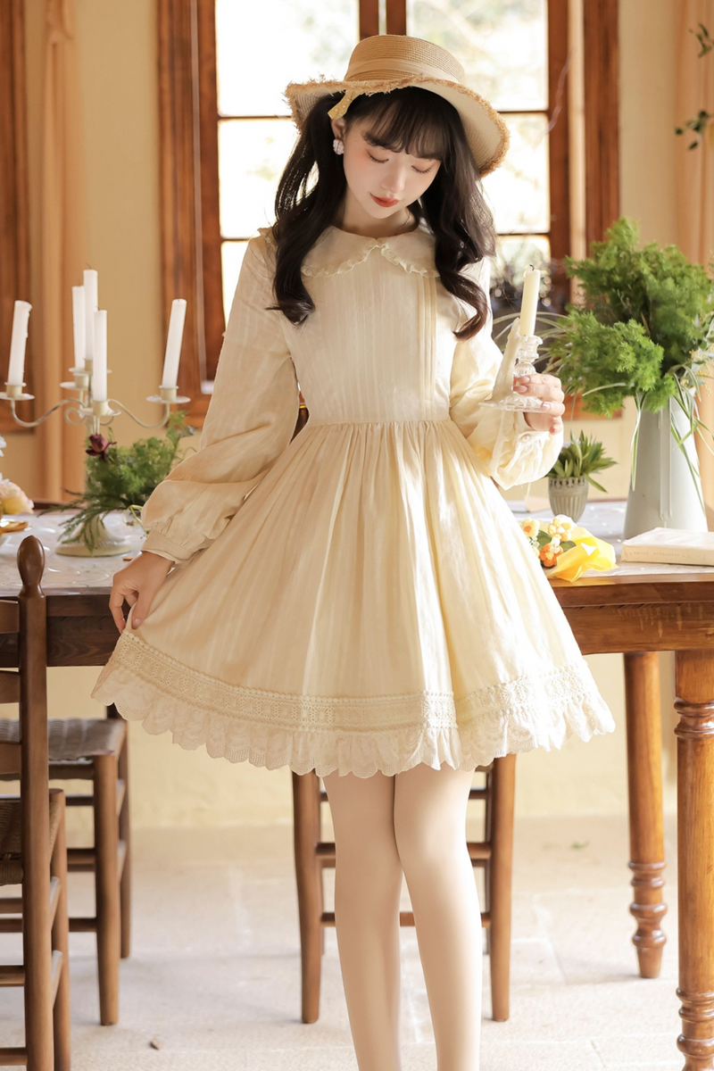 Retro Flower Chinese-style Cardigan + Flared Doll Collar Dress
