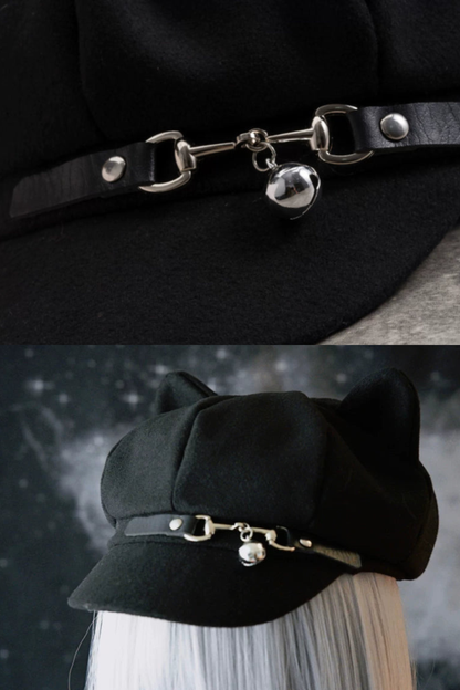 Leather Buckle Cloud Cat Hat