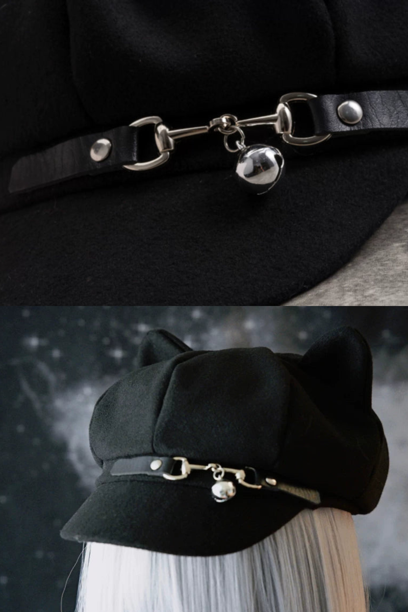 Leather Buckle Cloud Cat Hat