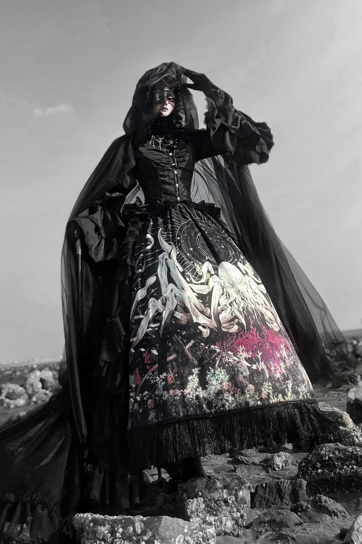 Cthulhu Gothic Dark Lolita Shirt + Skirt + Tail + Corset