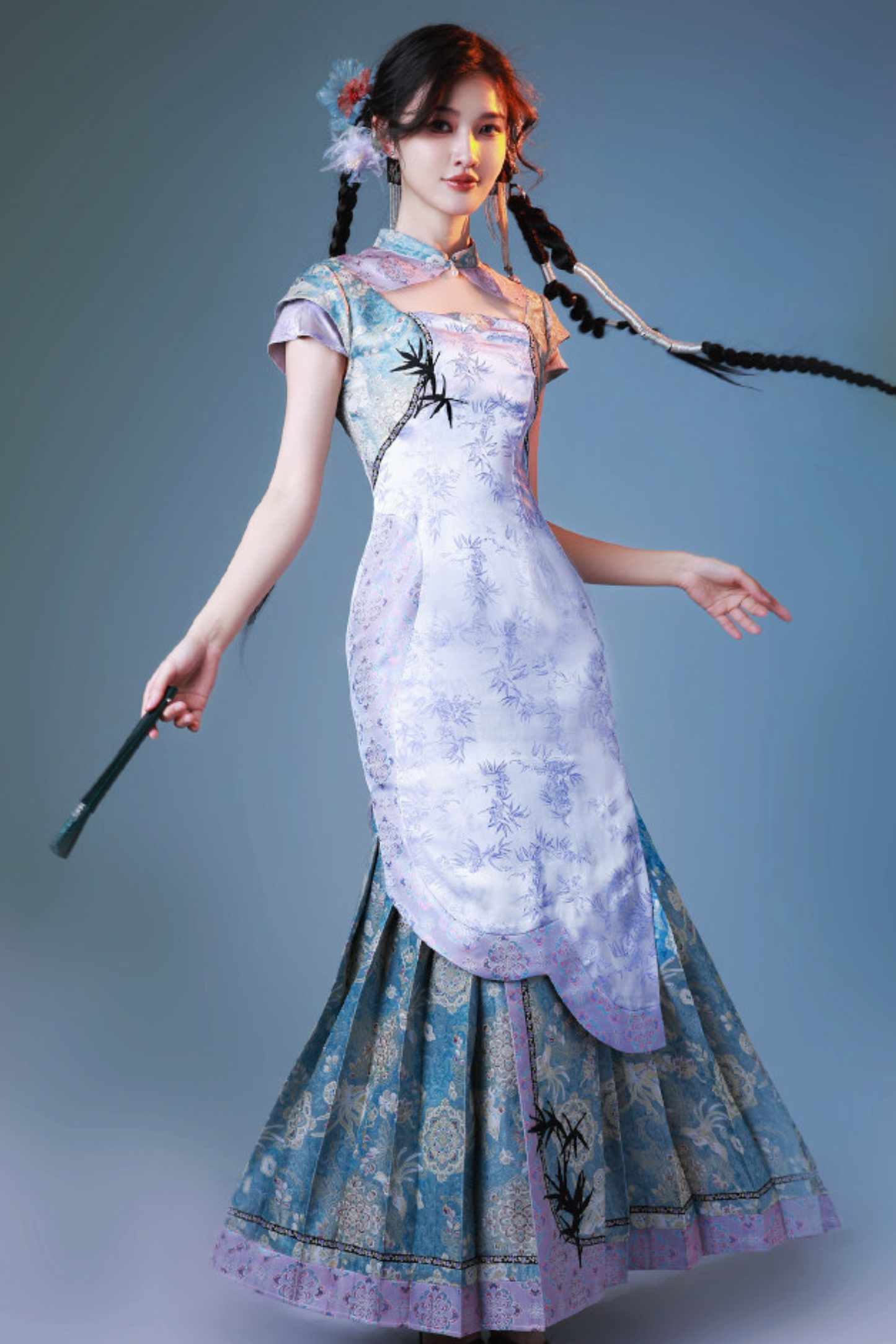 Jacquard Retro Fitted Pleated Dress