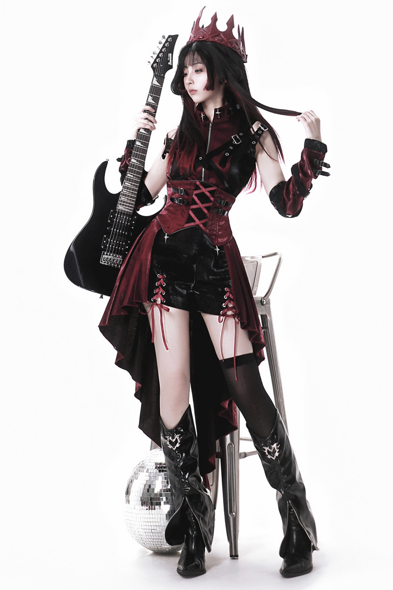 [pre-order] Dark Cyber Suspender Skirt + Shorts + Sleeveless Top + Sleeves