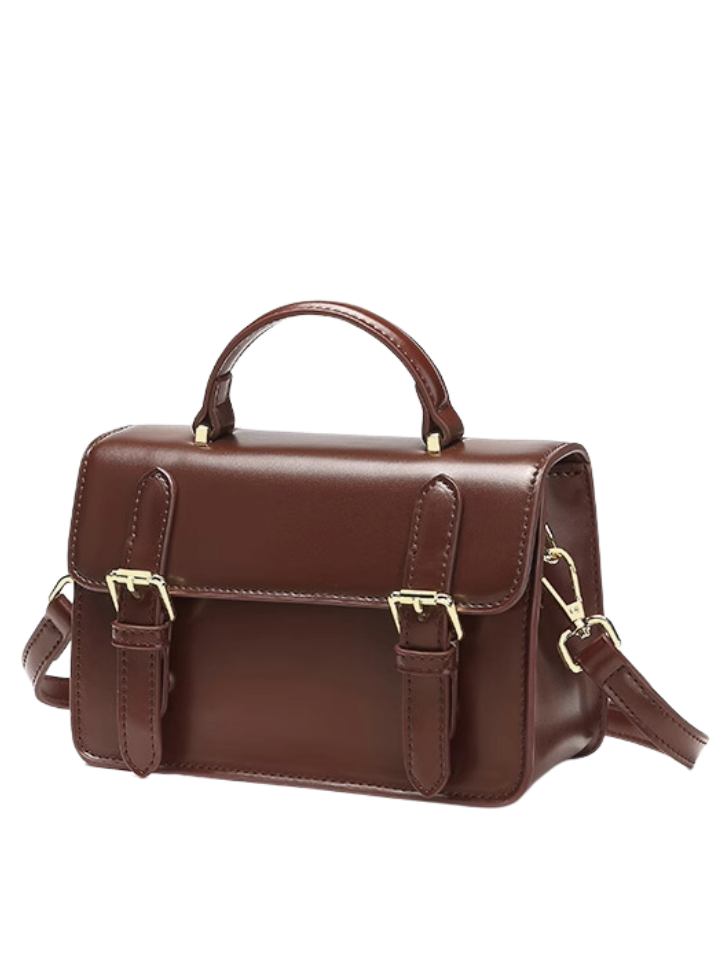 Leather Look Satchel Bag With Strap