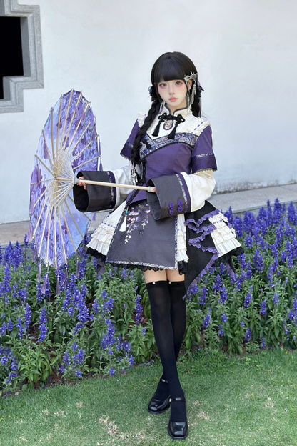 Chinese-style Girl Lolita Tops+skirt+headband+clip