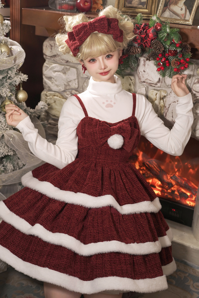 Sweet Carol Fur Suspender Dress + Cape + Top + Petticoat + Hair Accessory