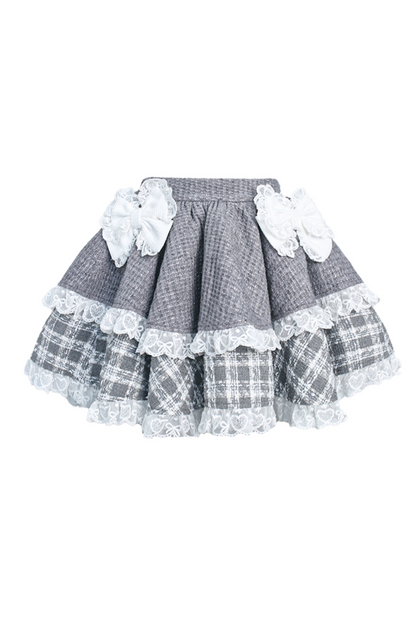 Puff Sleeve Top + Kitten Embroidered Apron + Tiered Skirt