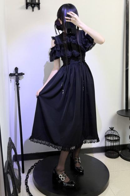 Dark Style Off Shoulder Lace Dress