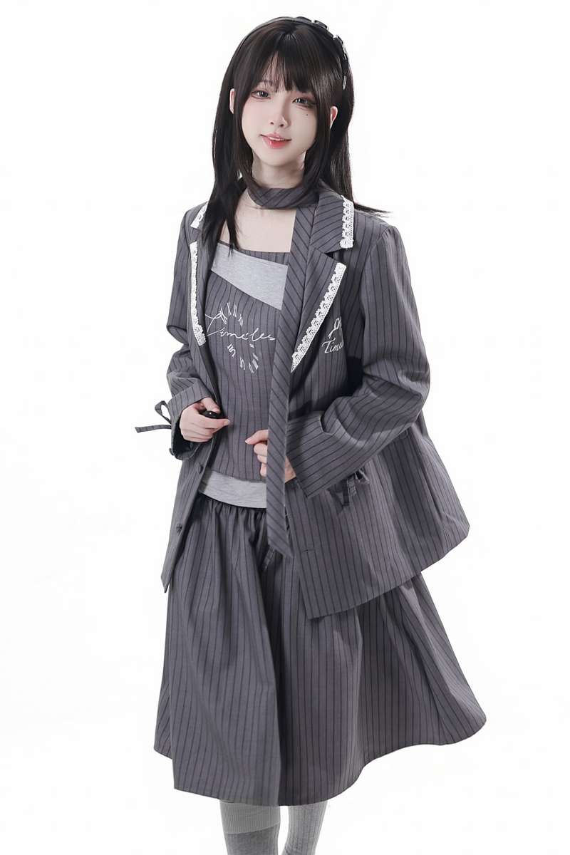 Mode Academie Jacket + Asymmetrical Top + Camisole + Skirt + Scarf