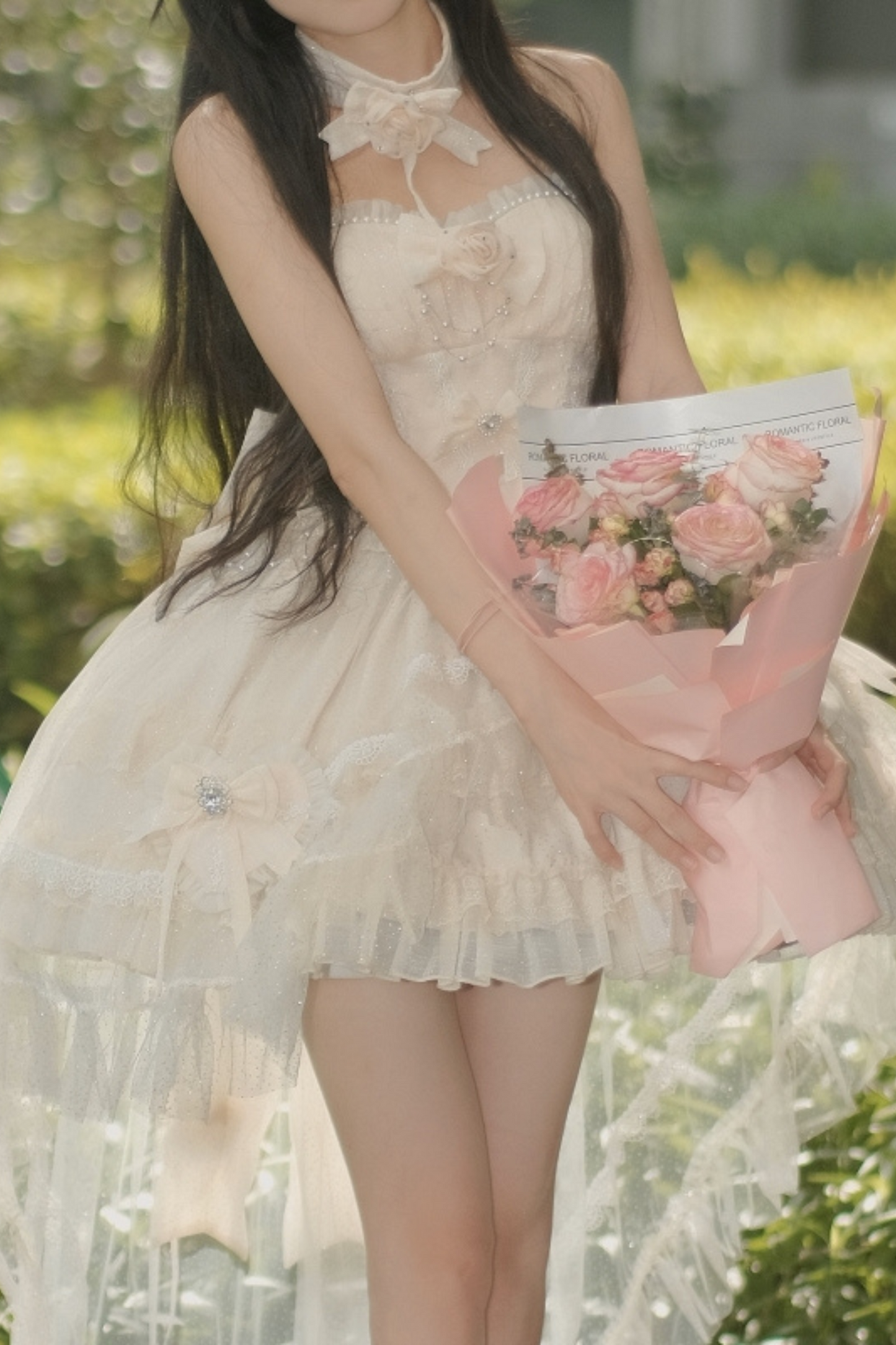 Tube Top Lolita Dress + Sleeves + Head Accessory
