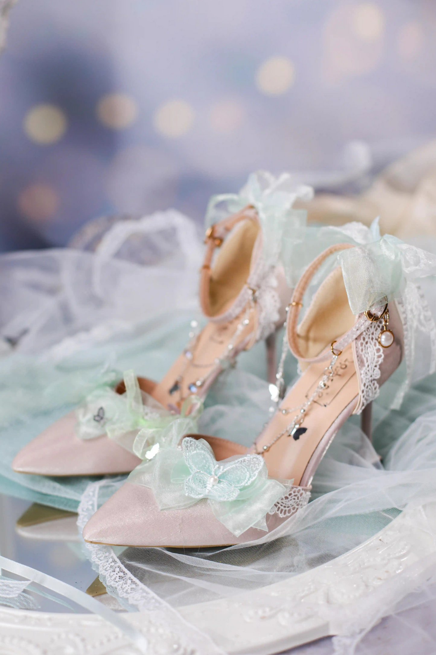 Sheer Light Chain Lolita Stiletto Pumps