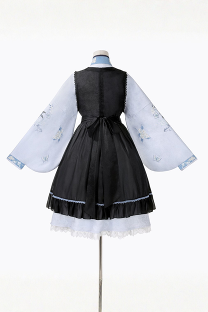 Chinese-style Plum Blossom Dress + Apron Skirt