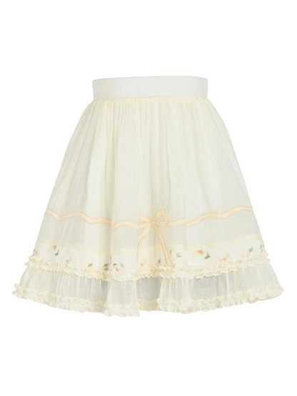 Forest Chinese-style Attached Collar Sheer Ruffled Shirt + Skirt [pre-order]