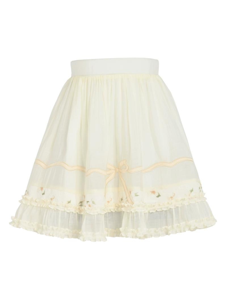 Forest Chinese-style Attached Collar Sheer Ruffled Shirt + Skirt [pre-order]