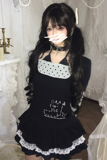 Dark Sweet Dot Top + Skirt