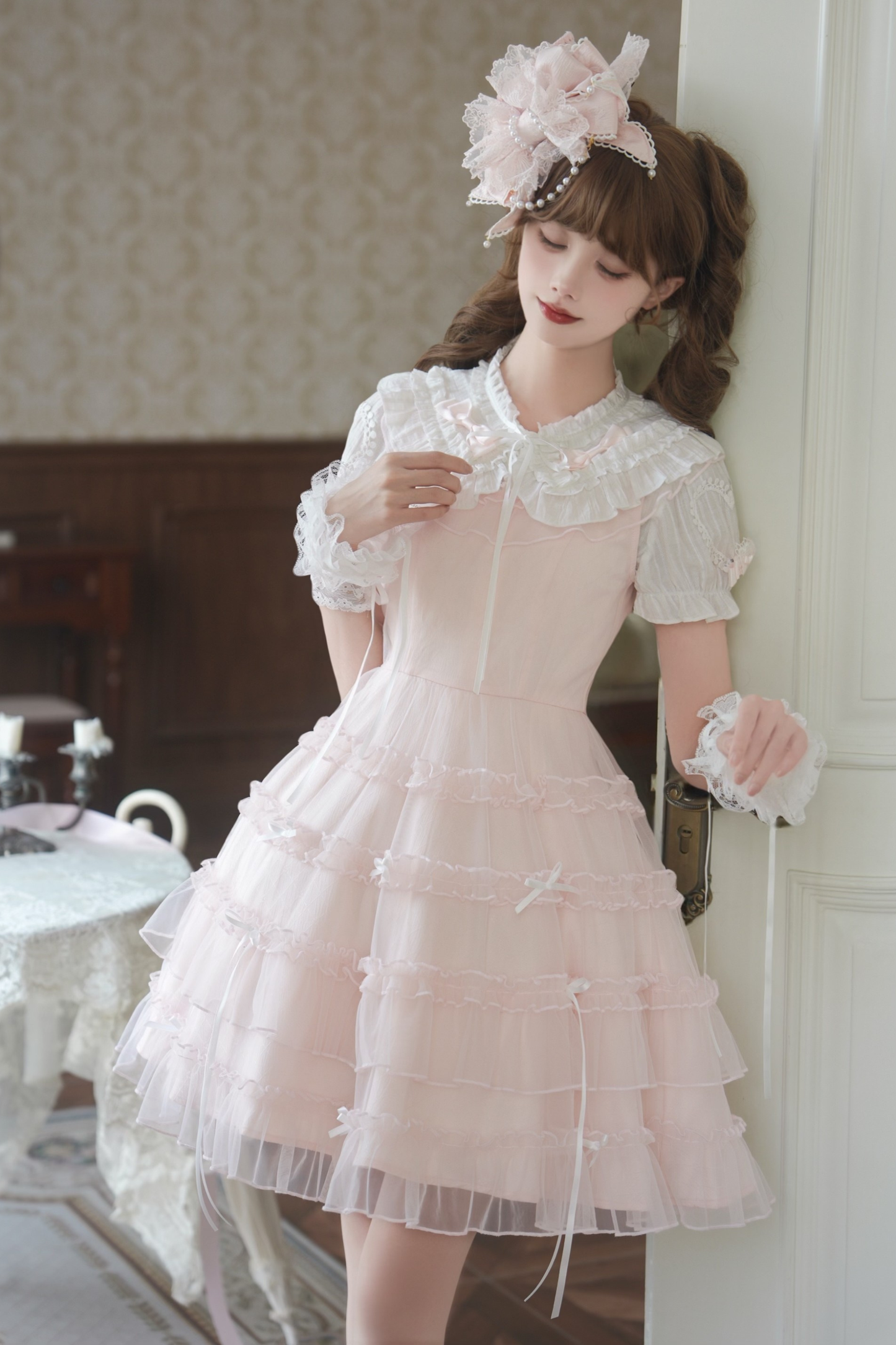 Sweet Girl Doll Collar Lolita Top + Skirt