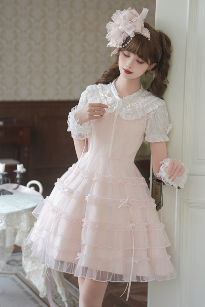 Sweet Girl Doll Collar Lolita Top + Skirt
