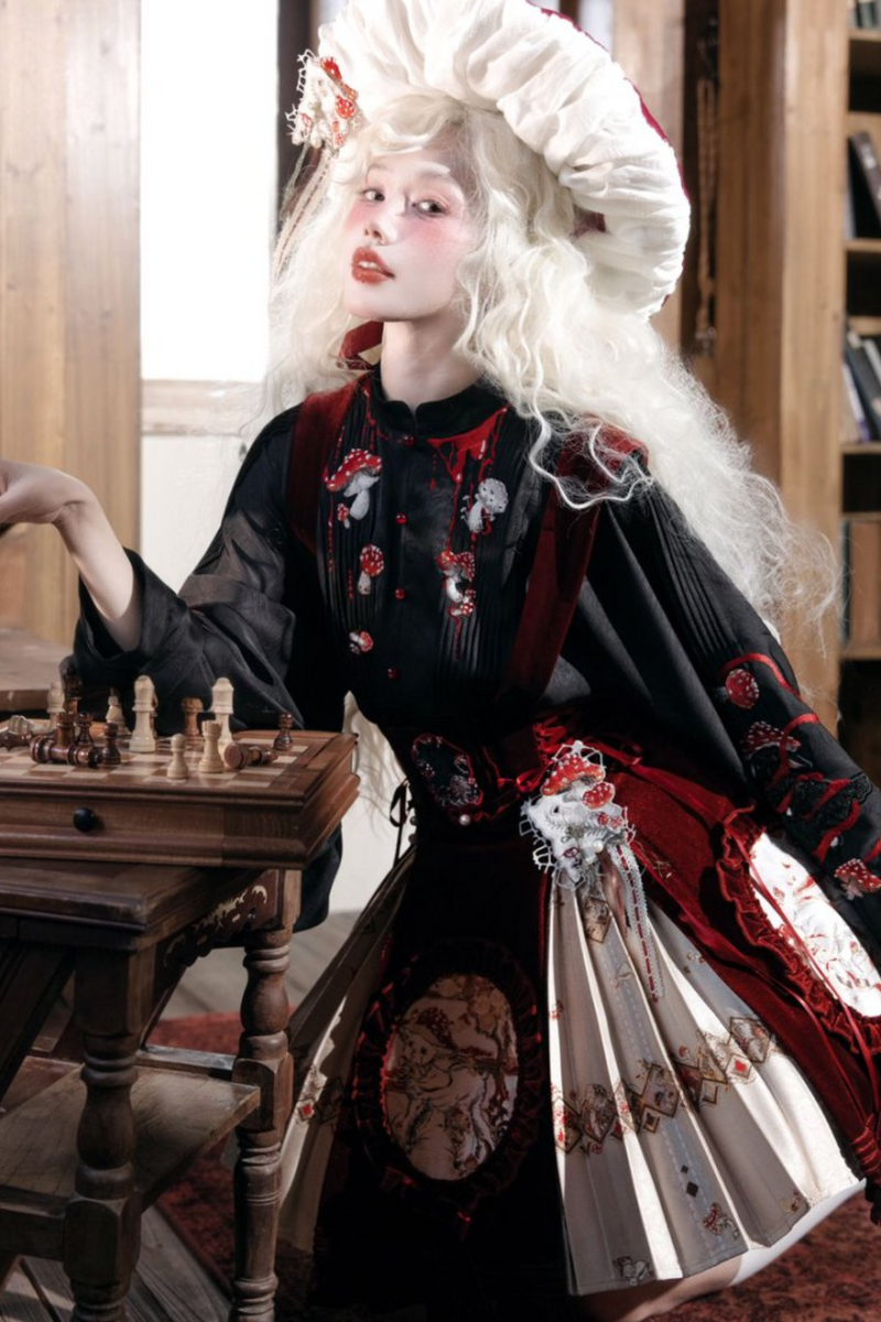 [pre-order] Japanese Style Mushroom Dark Sweet Lolita Jumper Skirt + Gown + Accessories
