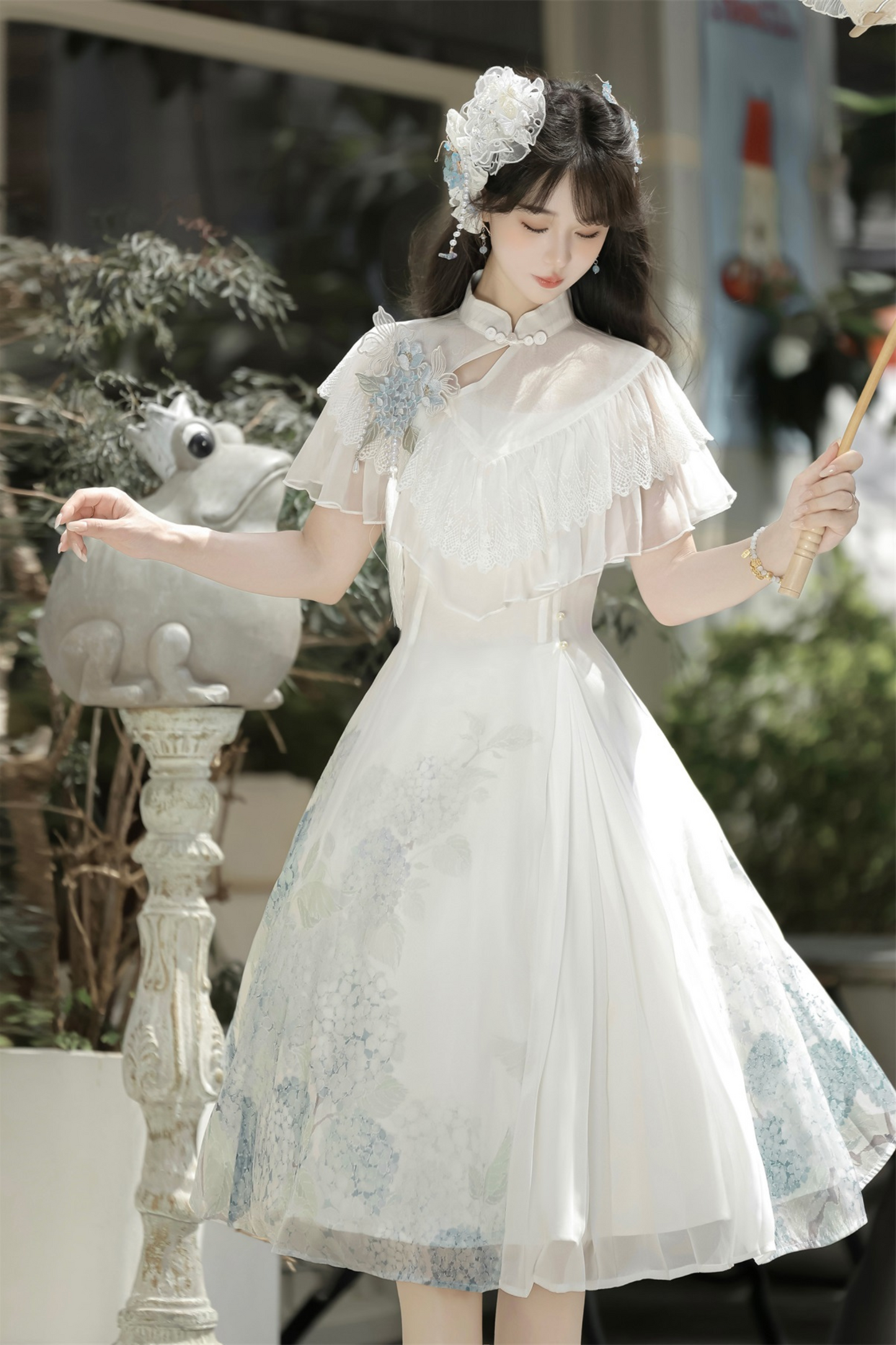 Hydrangea Letter Lolita Suspender Dress + Shawl