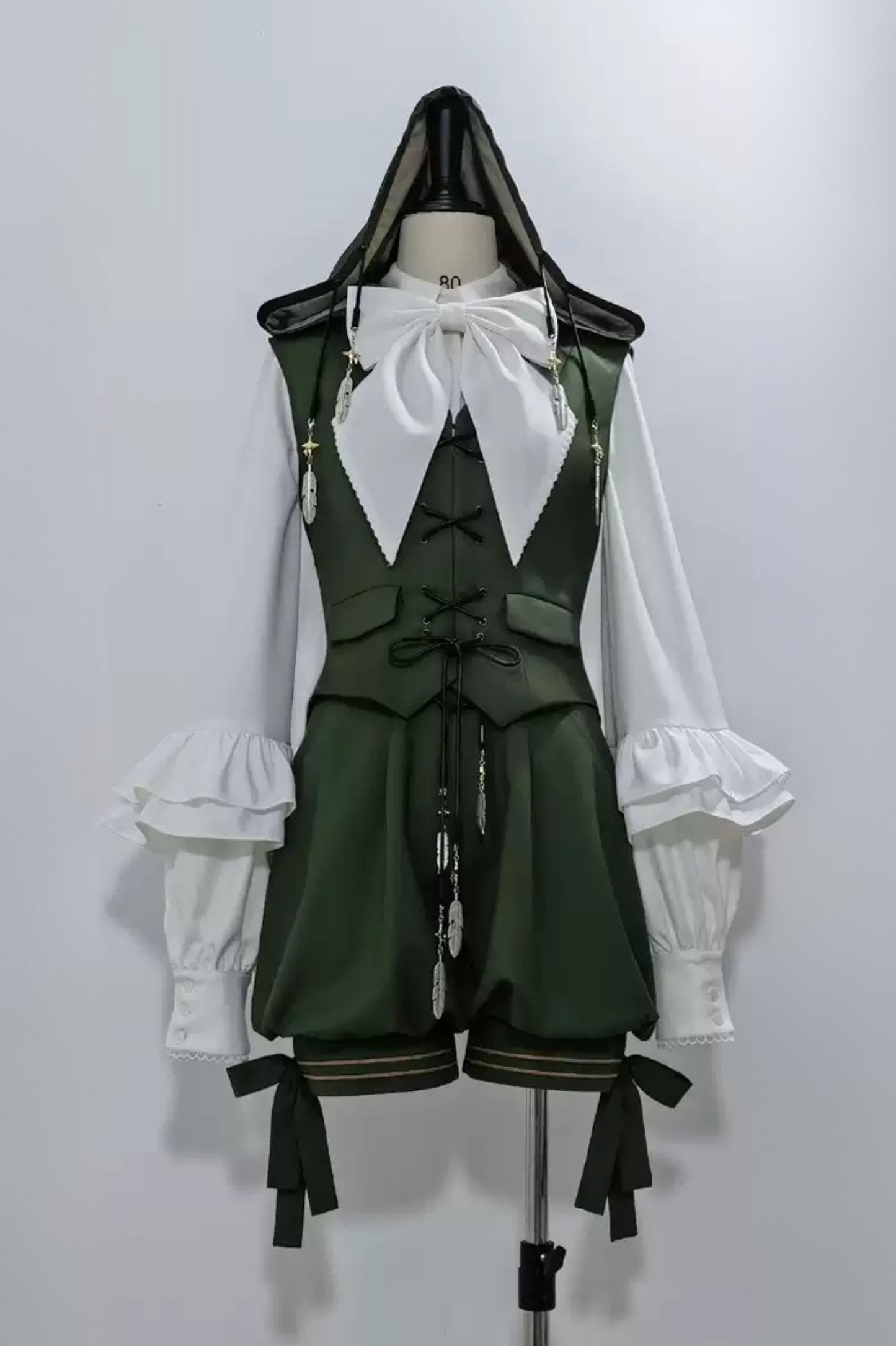 Bunny Ears Hoodie Vest + Shorts + Cape Feather Green Prince Cordage