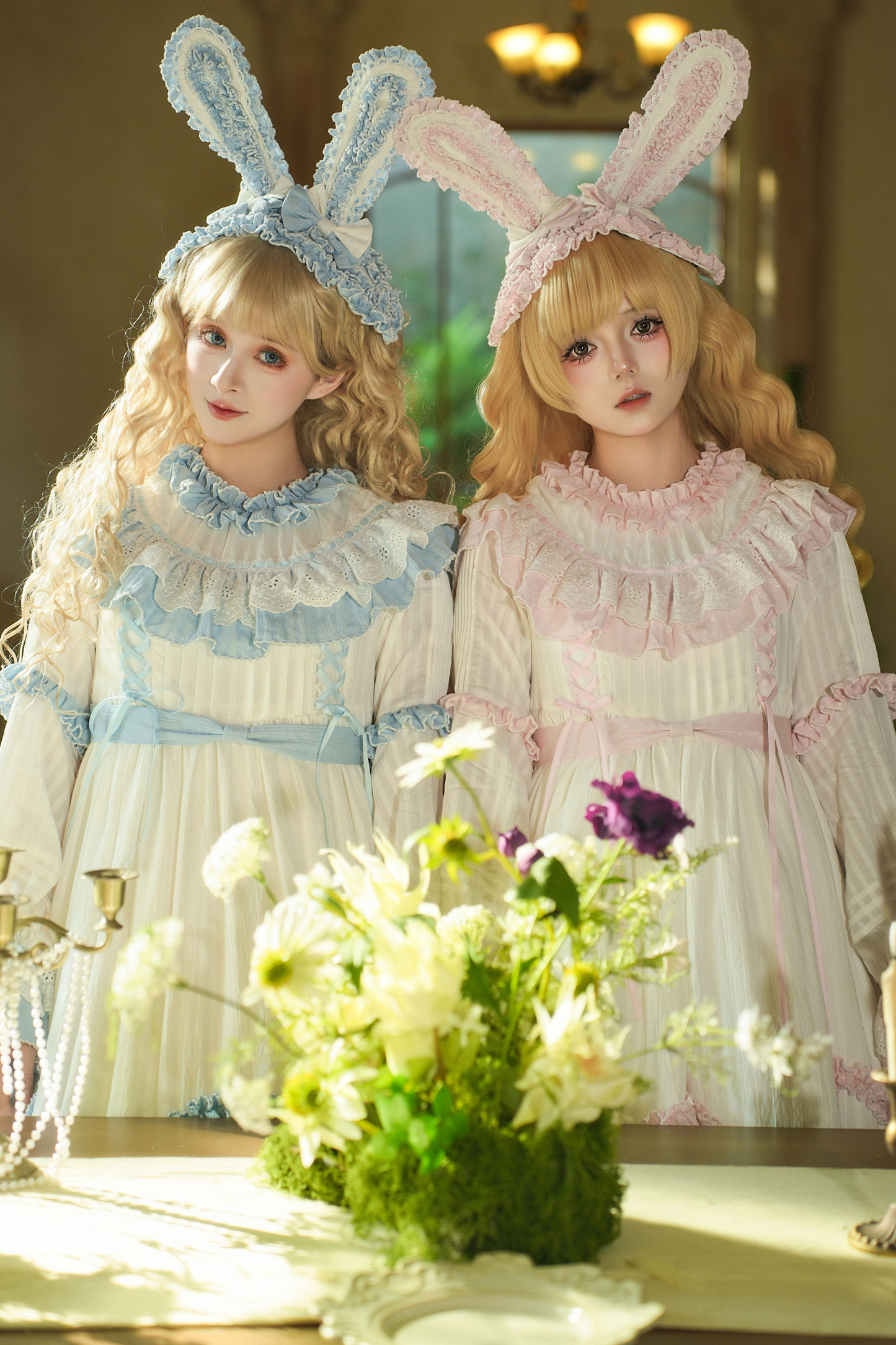 Rabbit Twin Blue Lolita Dress + Rabbit Headband