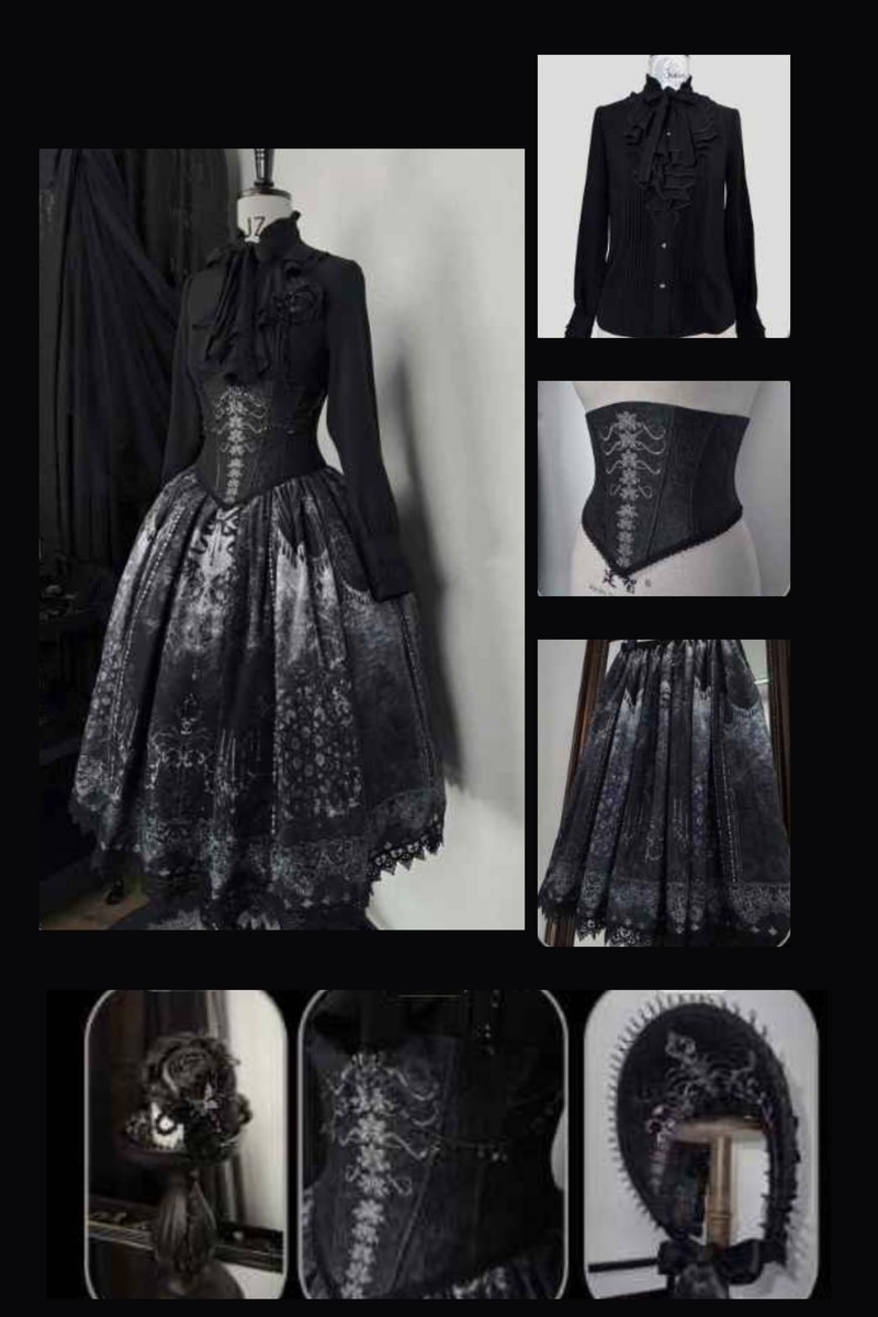 Gothic Lolita Jumper Skirt + Jacket + Skirt + Shirt + Corset + Accessories