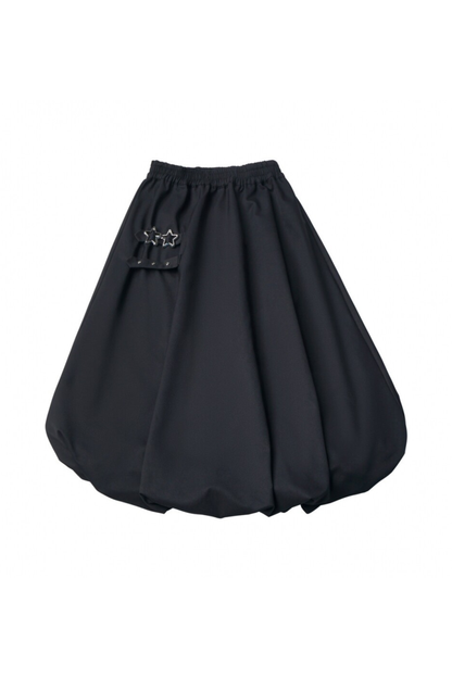Y2k Dark Top + Flare Skirt + Scarf