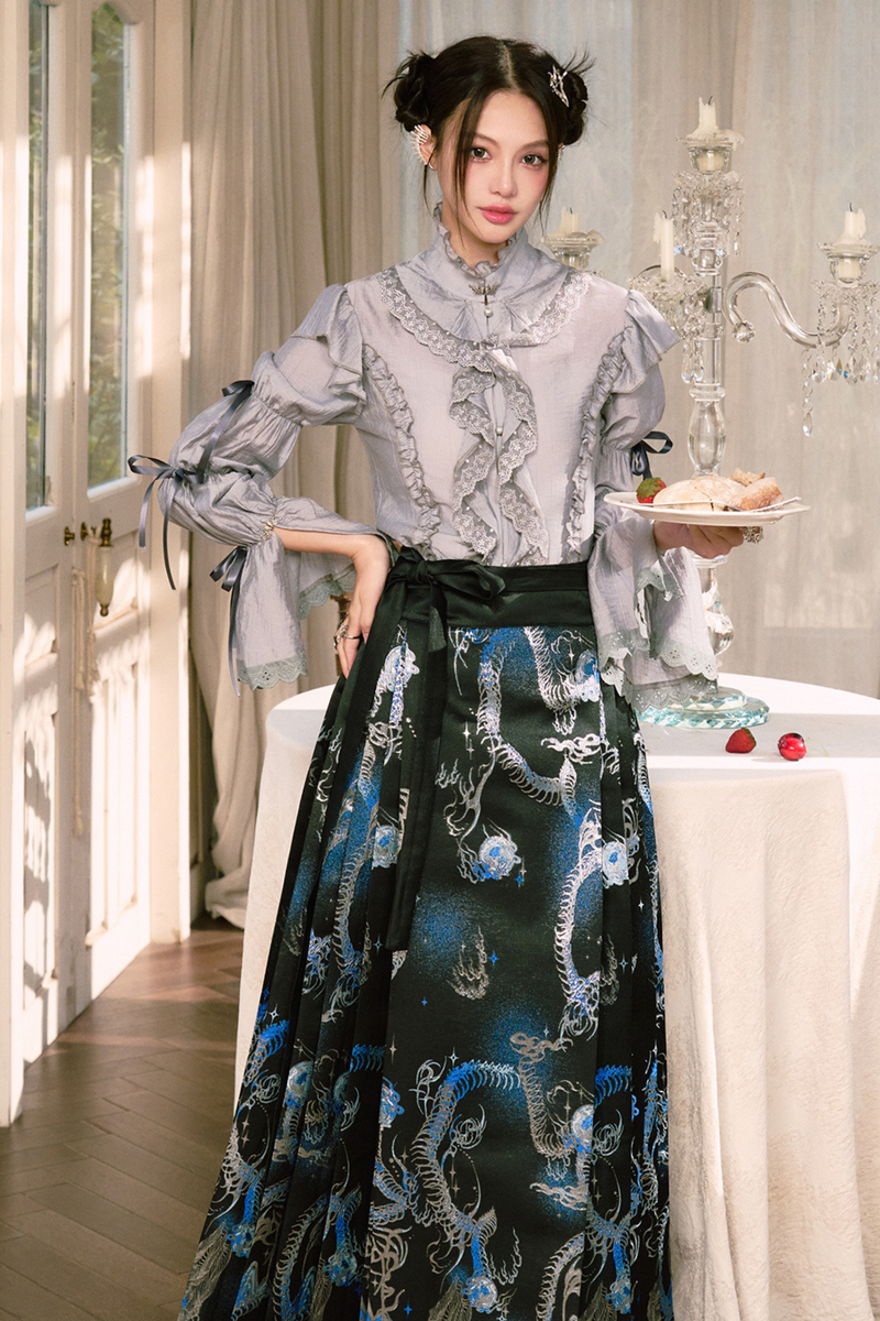 Chinese-style Shirt + Jacket + Long Skirt